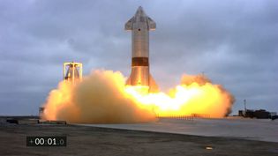 Le&nbsp;lancement de Starship SN15 depuis Boca Chica, au Texas (Etats-Unis), le 5 mai 2021.&nbsp; (SPACEX / AFP)