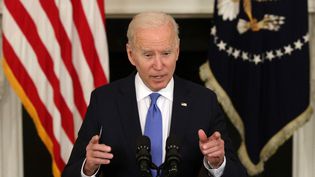 Le président américain Joe Biden,&nbsp;à la Maison Blanche, à Washington, D.C. (Etats-Unis), le 5 mai 2021.&nbsp; (ALEX WONG / GETTY IMAGES NORTH AMERICA / AFP)